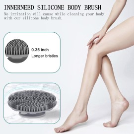 INNERNEED Food-Grade Soft Silicone Body Scrubber Shower Brush Handheld Cleansing Skin Brush, Gentle Exfoliating and Lather Well (Gray) INNERNEED Food-Grade Soft Silicone Body Scrubber Shower Brush Handheld Cleansing Skin Brush, Gentle Exfoliating and Lather Well (Gray)