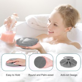 INNERNEED Food-Grade Soft Silicone Body Scrubber Shower Brush Handheld Cleansing Skin Brush, Gentle Exfoliating and Lather Well (Gray) INNERNEED Food-Grade Soft Silicone Body Scrubber Shower Brush Handheld Cleansing Skin Brush, Gentle Exfoliating and Lather Well (Gray)