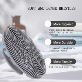 INNERNEED Food-Grade Soft Silicone Body Scrubber Shower Brush Handheld Cleansing Skin Brush, Gentle Exfoliating and Lather Well (Gray) INNERNEED Food-Grade Soft Silicone Body Scrubber Shower Brush Handheld Cleansing Skin Brush, Gentle Exfoliating and Lather Well (Gray)