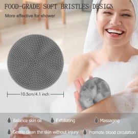INNERNEED Food-Grade Soft Silicone Body Scrubber Shower Brush Handheld Cleansing Skin Brush, Gentle Exfoliating and Lather Well (Gray) INNERNEED Food-Grade Soft Silicone Body Scrubber Shower Brush Handheld Cleansing Skin Brush, Gentle Exfoliating and Lather Well (Gray)