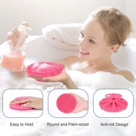 INNERNEED Food-Grade Soft Silicone Body Scrubber Shower Brush Handheld Cleansing Skin Brush, Gentle Exfoliating and Lather Well (Pink) INNERNEED Food-Grade Soft Silicone Body Scrubber Shower Brush Handheld Cleansing Skin Brush, Gentle Exfoliating and Lather Well (Pink)