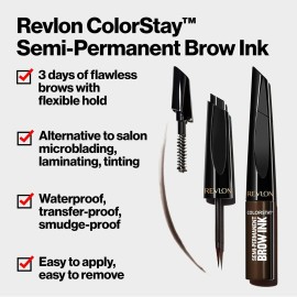 Revlon ColorStay 5-in-1 Semi-Permanent Brow Ink with Spoolie Brush, Waterproof, Transfer-Proof, Eyebrow Makeup, Easy to Remove, 350 Blonde Ink, 0.09 fl oz Revlon ColorStay 5-in-1 Semi-Permanent Brow Ink with Spoolie Brush, Waterproof, Transfer-Proof, Eyebrow Makeup, Easy to Remove, 350 Blonde Ink, 0.09 fl oz