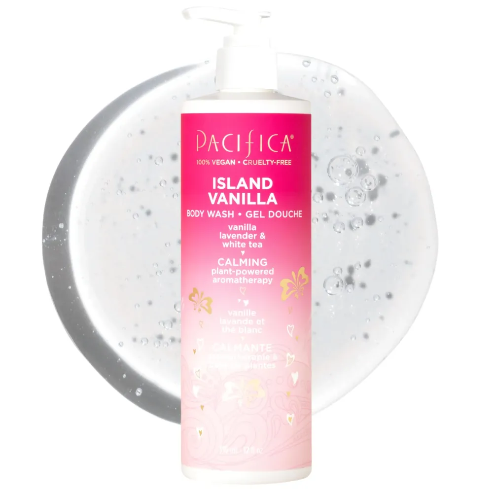 Pacifica Island Vanilla Body Wash Aloe + Hyaluronic Acid, Daily Cleansing, Bath & Shower Gel, Essential Oils, Clean, Vegan + Cruelty & Paraben Free, Clean Beauty Vegan Dermatologist Tested, 12 Fl Oz Pacifica Island Vanilla Body Wash Aloe + Hyaluronic Acid, Daily Cleansing, Bath & Shower Gel, Essential Oils, Clean, Vegan + Cruelty & Paraben Free, Clean Beauty Vegan Dermatologist Tested, 12 Fl Oz