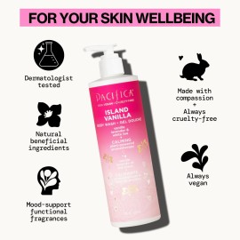 Pacifica Island Vanilla Body Wash Aloe + Hyaluronic Acid, Daily Cleansing, Bath & Shower Gel, Essential Oils, Clean, Vegan + Cruelty & Paraben Free, Clean Beauty Vegan Dermatologist Tested, 12 Fl Oz Pacifica Island Vanilla Body Wash Aloe + Hyaluronic Acid, Daily Cleansing, Bath & Shower Gel, Essential Oils, Clean, Vegan + Cruelty & Paraben Free, Clean Beauty Vegan Dermatologist Tested, 12 Fl Oz