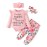 SUNNY PIGGY Baby Girl Clothes Newborn Outfit Infant Winter Fall Letter Print Flower Pants Set Long Sleeve Romper Baby Girl\'s Clothing with Headband 3-6 Months Pink 4PCS