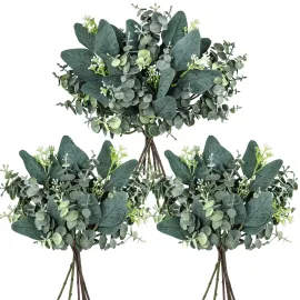 Winlyn 20 Pcs Mixed Artificial Oval Eucalyptus Leaves Bulk with White Seeds Stems and Spray for Vase Floral Wreath Bouquets Wedding Greenery Decoration Winlyn 20 Pcs Mixed Artificial Oval Eucalyptus Leaves Bulk with White Seeds Stems and Spray for Vase Floral Wreath Bouquets Wedding Greenery Decoration