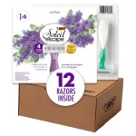 BIC Soleil Escape Women\'s Disposable 4-Blade Razors, Lavender & Eucalyptus Scented Handles, Smooth Shave, 12-Pack, Ideal Womens Shaving Gift Set