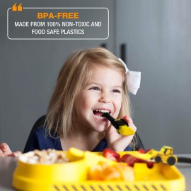 Dinneractive Dining Set for Kids - 3 Piece Construction Themed Toddler Utensils & Toddler Plates - Toddler Forks and Spoons - Kid Plate set Dinneractive Dining Set for Kids - 3 Piece Construction Themed Toddler Utensils & Toddler Plates - Toddler Forks and Spoons - Kid Plate set