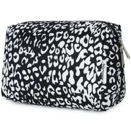Narwey Cute Cheetah Makeup Bag Travel Cosmetic Bag Organizer Toiletry Bag Make Up Bags with Compartments for Women Girls (Large, Black Leopard) Narwey Cute Cheetah Makeup Bag Travel Cosmetic Bag Organizer Toiletry Bag Make Up Bags with Compartments for Women Girls (Large, Black Leopard)