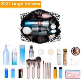 Narwey Cute Cheetah Makeup Bag Travel Cosmetic Bag Organizer Toiletry Bag Make Up Bags with Compartments for Women Girls (Large, Black Leopard) Narwey Cute Cheetah Makeup Bag Travel Cosmetic Bag Organizer Toiletry Bag Make Up Bags with Compartments for Women Girls (Large, Black Leopard)