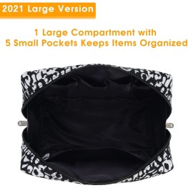 Narwey Cute Cheetah Makeup Bag Travel Cosmetic Bag Organizer Toiletry Bag Make Up Bags with Compartments for Women Girls (Large, Black Leopard) Narwey Cute Cheetah Makeup Bag Travel Cosmetic Bag Organizer Toiletry Bag Make Up Bags with Compartments for Women Girls (Large, Black Leopard)