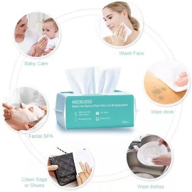 MSOEUESO Soft Dry Wipes Cotton Facial Tissues, 100 Count Disposable Face Towel, Cotton Clean Towels for Sensitive Skin, Facial Cleansing, Makeup Removing, Surface Cleaning MSOEUESO Soft Dry Wipes Cotton Facial Tissues, 100 Count Disposable Face Towel, Cotton Clean Towels for Sensitive Skin, Facial Cleansing, Makeup Removing, Surface Cleaning