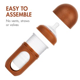 Boon Nursh Reusable Silicone Pouch Baby Bottles - Medium Flow Nipple - Silicone Baby Bottle Pouch and Nipple - Baby Feeding Essentials - Speckle - 3-6 Months - 3 Count - 8 Ounce