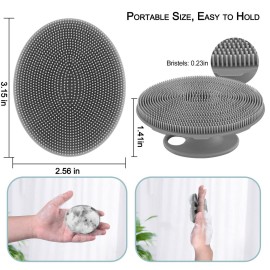 INNERNEED Silicone Face Exfoliating Brush Manual Handheld Facial Cleansing Scrubber Blackhead Remover, Food-Grade Soft Bristle (Dark Blue+Gray)