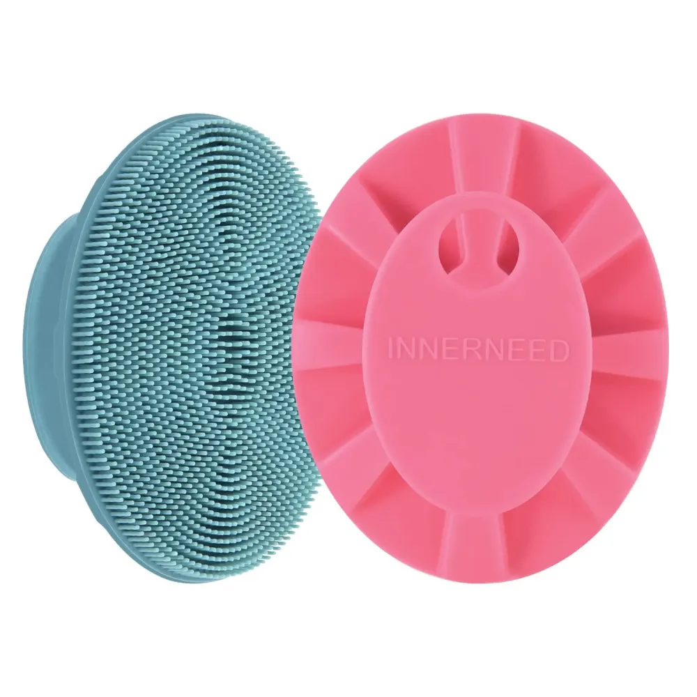 INNERNEED Silicone Face Scrubber, Exfoliating Brush Manual Handheld Facial Cleansing Brush Blackhead Remover, Food-Grade Soft Bristles (Dark Green+Pink) INNERNEED Silicone Face Scrubber, Exfoliating Brush Manual Handheld Facial Cleansing Brush Blackhead Remover, Food-Grade Soft Bristles (Dark Green+Pink)
