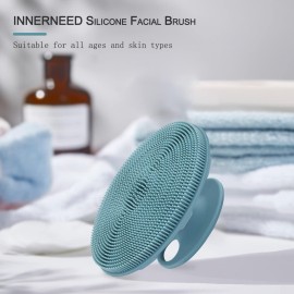 INNERNEED Silicone Face Scrubber, Exfoliating Brush Manual Handheld Facial Cleansing Brush Blackhead Remover, Food-Grade Soft Bristles (Dark Green+Pink) INNERNEED Silicone Face Scrubber, Exfoliating Brush Manual Handheld Facial Cleansing Brush Blackhead Remover, Food-Grade Soft Bristles (Dark Green+Pink)