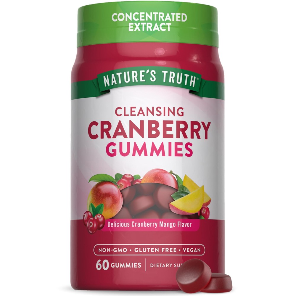 Nature\'s Truth Cranberry Gummies | 60 Count | Vegan, Non-GMO & Gluten Free Supplement | Cranberry Mango Flavor Nature\'s Truth Cranberry Gummies | 60 Count | Vegan, Non-GMO & Gluten Free Supplement | Cranberry Mango Flavor