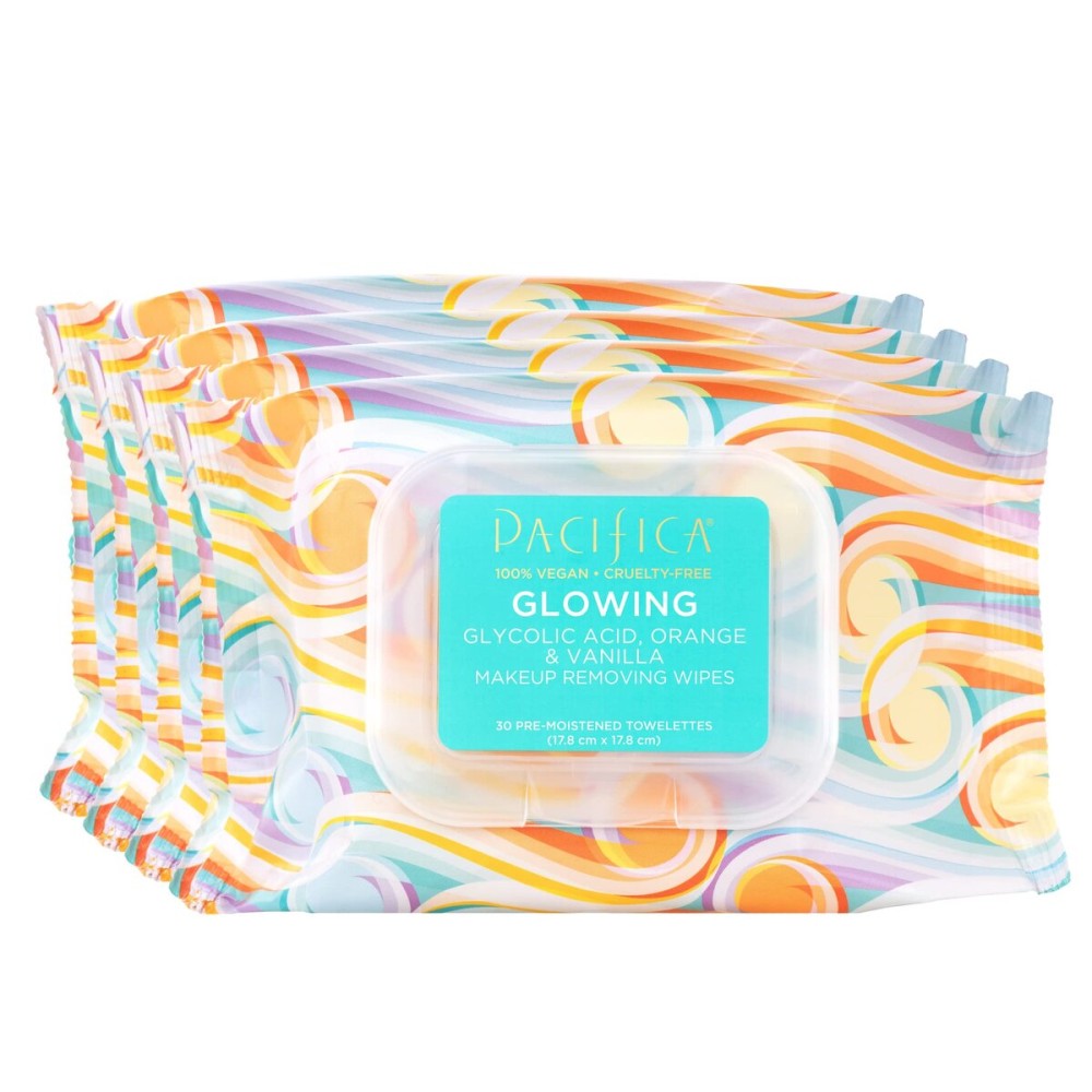 Pacifica Beauty | Glowing Makeup Remover Wipes | Gycolic Acid, Coconut Water, Aloe Infused | Daily Cleansing + Exfoliating | Clean Skin Care | Plant Fiber Facial Towelettes | 4 Count | Vegan Pacifica Beauty | Glowing Makeup Remover Wipes | Gycolic Acid, Coconut Water, Aloe Infused | Daily Cleansing + Exfoliating | Clean Skin Care | Plant Fiber Facial Towelettes | 4 Count | Vegan