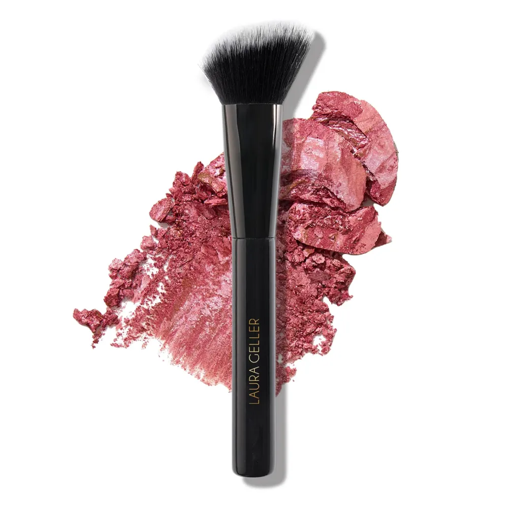 LAURA GELLER NEW YORK Angled Blush Brush with Black Wooden Handle & Dense Bristles for Makeup Application LAURA GELLER NEW YORK Angled Blush Brush with Black Wooden Handle & Dense Bristles for Makeup Application