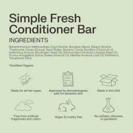 The Earthling Co. Conditioner Bar - Promote Hair Growth, Strengthen & Moisturize All Hair Types - Paraben & Sulfate Free formula with Natural Ingredients for Dry Hair (Simple Fresh, 1.8 oz)