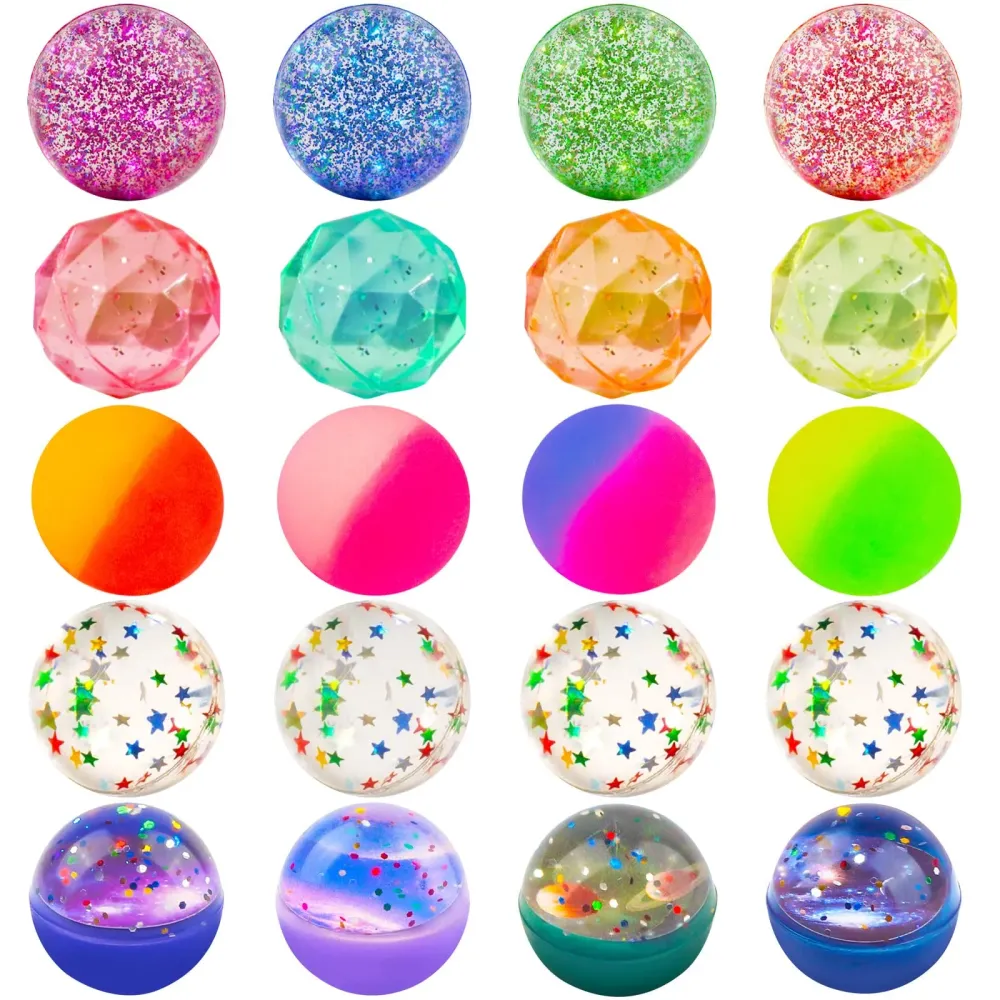 Ohanniewa Bouncy Balls for Kids 20 Pieces 5 Styles 32mm Assorted Bouncy Balls with Storage Bag for Birthday Party Favors Ohanniewa Bouncy Balls for Kids 20 Pieces 5 Styles 32mm Assorted Bouncy Balls with Storage Bag for Birthday Party Favors