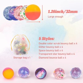 Ohanniewa Bouncy Balls for Kids 20 Pieces 5 Styles 32mm Assorted Bouncy Balls with Storage Bag for Birthday Party Favors Ohanniewa Bouncy Balls for Kids 20 Pieces 5 Styles 32mm Assorted Bouncy Balls with Storage Bag for Birthday Party Favors