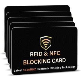 SaiTech IT 5 Pack RFID Blocking Card, One Card Protects Entire Wallet Purse, NFC Contactless Bank Debit Credit Card Protector ID ATM Guard Card Blocker-(Black)