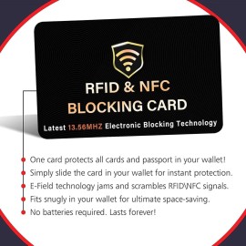 SaiTech IT 5 Pack RFID Blocking Card, One Card Protects Entire Wallet Purse, NFC Contactless Bank Debit Credit Card Protector ID ATM Guard Card Blocker-(Black) SaiTech IT 5 Pack RFID Blocking Card, One Card Protects Entire Wallet Purse, NFC Contactless Bank Debit Credit Card Protector ID ATM Guard Card Blocker-(Black)