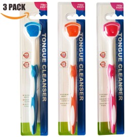 Tongue Brush, Tongue Scraper, Tongue Cleaner Helps Fight Bad Breath, 3 Tongue Scrapers, 3 Pack (Blue & Orange & Red) Tongue Brush, Tongue Scraper, Tongue Cleaner Helps Fight Bad Breath, 3 Tongue Scrapers, 3 Pack (Blue & Orange & Red)
