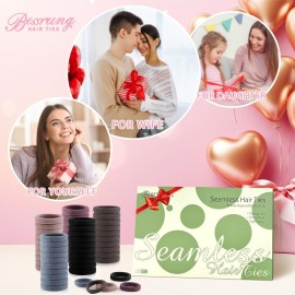 100 Pcs Thick Seamless Hair Ties, Ponytail Holders Hair Accessories No Damage for Thick Hair, Valentine\'s Day Gifts (Natural Colors) 100 Pcs Thick Seamless Hair Ties, Ponytail Holders Hair Accessories No Damage for Thick Hair, Valentine\'s Day Gifts (Natural Colors)