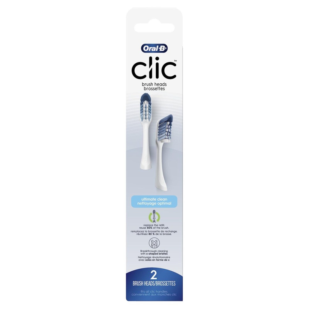 Oral-B Clic Toothbrush Ultimate Clean Replacement Brush Heads, White, 2 Count Oral-B Clic Toothbrush Ultimate Clean Replacement Brush Heads, White, 2 Count
