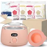 KOTAMU Wax Kit Pink Digital Hair Removal Waxing Kit for Women & Men Hot Wax Warmer Pot for Face, Eyebrow, Body, Brazilian, Bikini, Sensitive Skin Waxing Machine with 25 Accessories for Home Salon