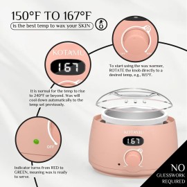 KOTAMU Wax Kit Pink Digital Hair Removal Waxing Kit for Women & Men Hot Wax Warmer Pot for Face, Eyebrow, Body, Brazilian, Bikini, Sensitive Skin Waxing Machine with 25 Accessories for Home Salon