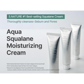 S.NATURE AQUA SQUALANE MOISTURIZING CREAM | Face Moisturizer for Dry and Sensitive Skin, Long-lasting Hydration, Pore Care Cream, Korean Skin Care (2.02 Fl Oz, 60ml) S.NATURE AQUA SQUALANE MOISTURIZING CREAM | Face Moisturizer for Dry and Sensitive Skin, Long-lasting Hydration, Pore Care Cream, Korean Skin Care (2.02 Fl Oz, 60ml)
