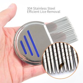 LABOTA 9 Pcs Lice Combs, Flea Combs, Hair Comb Double Sided Fine Tooth Combs, Removal Dandruff Comb with Metal Teeth, Stainless Steel Louse and Nit Comb for Head Lice Treatment LABOTA 9 Pcs Lice Combs, Flea Combs, Hair Comb Double Sided Fine Tooth Combs, Removal Dandruff Comb with Metal Teeth, Stainless Steel Louse and Nit Comb for Head Lice Treatment