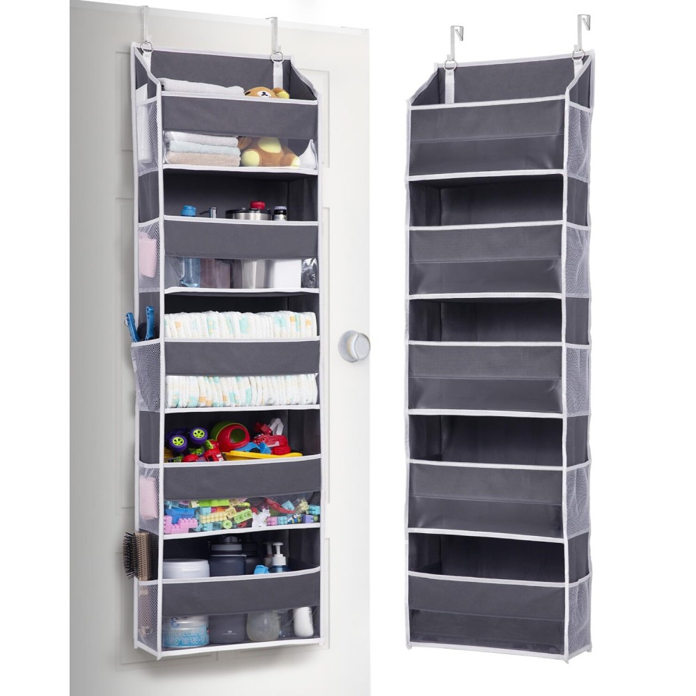 ULG 1 Pack Over Door Organizer with 5 Large Pockets 10 Mesh Side Pockets, 44 lbs Weight Capacity Hanging Storage Organizer with Clear Window Kids Toys, Shoes, Diapers, Dark Grey, 5 Layers ULG 1 Pack Over Door Organizer with 5 Large Pockets 10 Mesh Side Pockets, 44 lbs Weight Capacity Hanging Storage Organizer with Clear Window Kids Toys, Shoes, Diapers, Dark Grey, 5 Layers