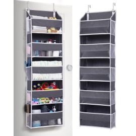 ULG 1 Pack Over Door Organizer with 5 Large Pockets 10 Mesh Side Pockets, 44 lbs Weight Capacity Hanging Storage Organizer with Clear Window Kids Toys, Shoes, Diapers, Dark Grey, 5 Layers ULG 1 Pack Over Door Organizer with 5 Large Pockets 10 Mesh Side Pockets, 44 lbs Weight Capacity Hanging Storage Organizer with Clear Window Kids Toys, Shoes, Diapers, Dark Grey, 5 Layers