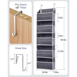 ULG 1 Pack Over Door Organizer with 5 Large Pockets 10 Mesh Side Pockets, 44 lbs Weight Capacity Hanging Storage Organizer with Clear Window Kids Toys, Shoes, Diapers, Dark Grey, 5 Layers ULG 1 Pack Over Door Organizer with 5 Large Pockets 10 Mesh Side Pockets, 44 lbs Weight Capacity Hanging Storage Organizer with Clear Window Kids Toys, Shoes, Diapers, Dark Grey, 5 Layers