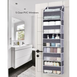 ULG 1 Pack Over Door Organizer with 5 Large Pockets 10 Mesh Side Pockets, 44 lbs Weight Capacity Hanging Storage Organizer with Clear Window Kids Toys, Shoes, Diapers, Dark Grey, 5 Layers ULG 1 Pack Over Door Organizer with 5 Large Pockets 10 Mesh Side Pockets, 44 lbs Weight Capacity Hanging Storage Organizer with Clear Window Kids Toys, Shoes, Diapers, Dark Grey, 5 Layers
