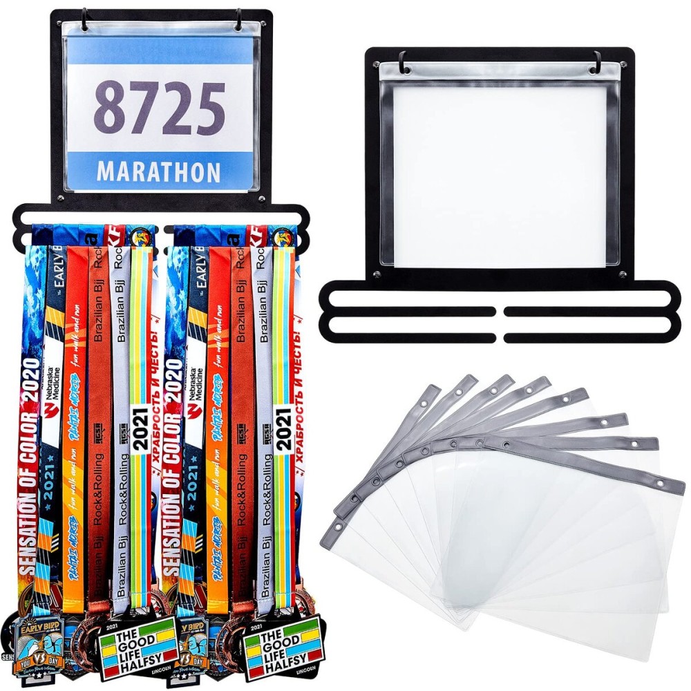 Moxweyeni Race Medal and Bib Display Medal Hanger Running Bib Holder Wall Mounted Hanging Rack Stands Gifts for Runners(Black,13.78 x 11.22 Inch,Classic) Moxweyeni Race Medal and Bib Display Medal Hanger Running Bib Holder Wall Mounted Hanging Rack Stands Gifts for Runners(Black,13.78 x 11.22 Inch,Classic)