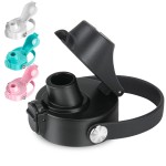 EIPOSAU Auto Flip Lid for Hydro Flask Wide Mouth, Great Spout Lid for Simple Modern, Fits for Iron Flask and Other Brands, Replacement Lid with Button Lock, Black