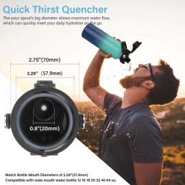 EIPOSAU Auto Flip Lid for Hydro Flask Wide Mouth, Great Spout Lid for Simple Modern, Fits for Iron Flask and Other Brands, Replacement Lid with Button Lock, Black