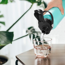 EIPOSAU Auto Flip Lid for Hydro Flask Wide Mouth, Great Spout Lid for Simple Modern, Fits for Iron Flask and Other Brands, Replacement Lid with Button Lock, Black