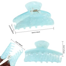 4Pcs Large Acrylic Hair Claw Clips - Hair Clips with Strong Hold for Thick Hair, Non-slip Banana Barrettes for Women Girls (Shell: light green/white/pink/blue) 4Pcs Large Acrylic Hair Claw Clips - Hair Clips with Strong Hold for Thick Hair, Non-slip Banana Barrettes for Women Girls (Shell: light green/white/pink/blue)