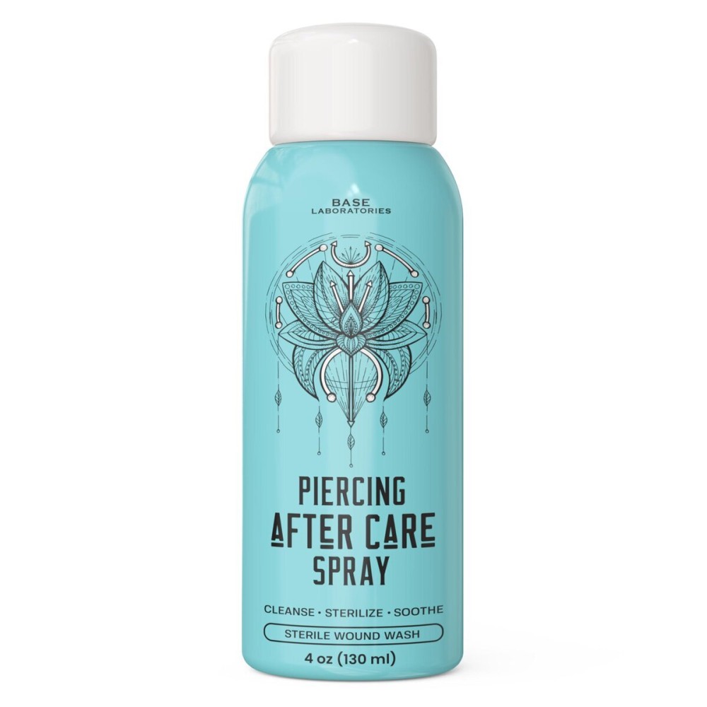 BASE LABORATORIES Piercing Aftercare Spray 4oz | Saline Spray for Piercings | Ear Piercing Cleaner Spray | Saline Solution for Piercings | Piercing & Keloid Bump Removal for Ears, Belly Nose Piercings BASE LABORATORIES Piercing Aftercare Spray 4oz | Saline Spray for Piercings | Ear Piercing Cleaner Spray | Saline Solution for Piercings | Piercing & Keloid Bump Removal for Ears, Belly Nose Piercings