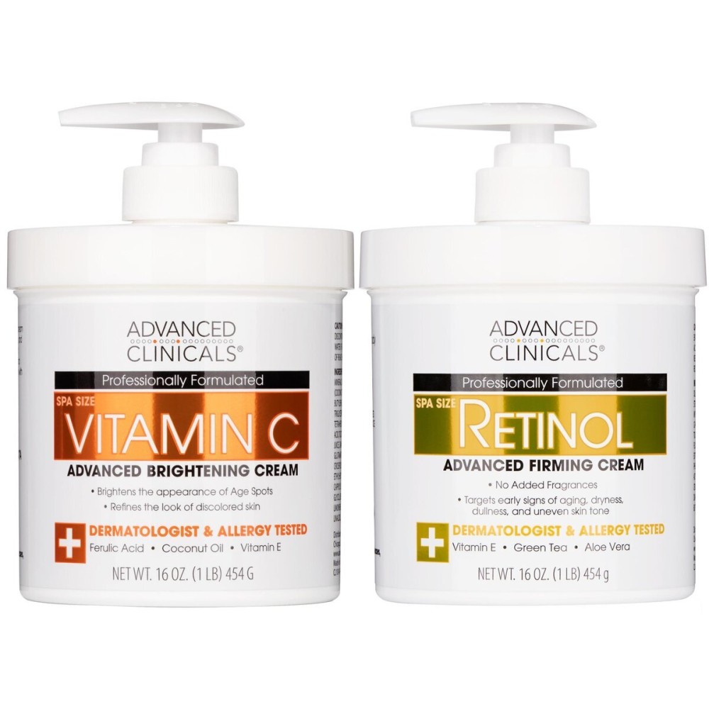 Advanced Clinicals Retinol Body Lotion + Brightening Vitamin C Lotion 2pc Skincare Set For Women & Men | Body Cream & Face Moisturizer Set Helps Improve The Look Of Dark Spots & Uneven Skin Tone, 2PC Advanced Clinicals Retinol Body Lotion + Brightening Vitamin C Lotion 2pc Skincare Set For Women & Men | Body Cream & Face Moisturizer Set Helps Improve The Look Of Dark Spots & Uneven Skin Tone, 2PC