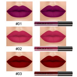 AMY\'S DIARY 3Pcs Dark Red Purple Matte Liquid Lipstick Sets, Matte Lipstick Lip Stain Long Lasting 24 Waterproof Lip Gloss Gift Set Matt Lipsticks Set for Women Lippies (Set01)