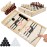 HELLO PAPAYA Foldable Fast Sling Puck Game with Chess Board and Checkers Board, Tic Tac Toe. Wooden Air Hockey Family Night,Table Games Gifts for Adults and Kids