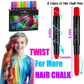 Jim&Gloria Dustless Hair Chalk Gifts for Girls Makeup Kit, Gift for Teen Girl Trendy Stuff, Kids, Teenage Tweens Teenager Temporary and Washable Color Dye Markers Age 7 8 9 10 11 12 13 14 Year Old Toy