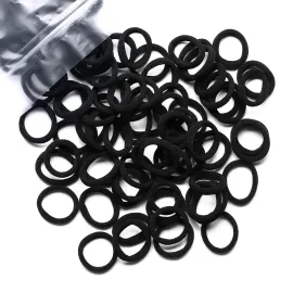 WANBY Hair Ties Mini Seamless Black Hair Bands Soft Elastics Ponytail Holders Hair Ties (100 Pcs)